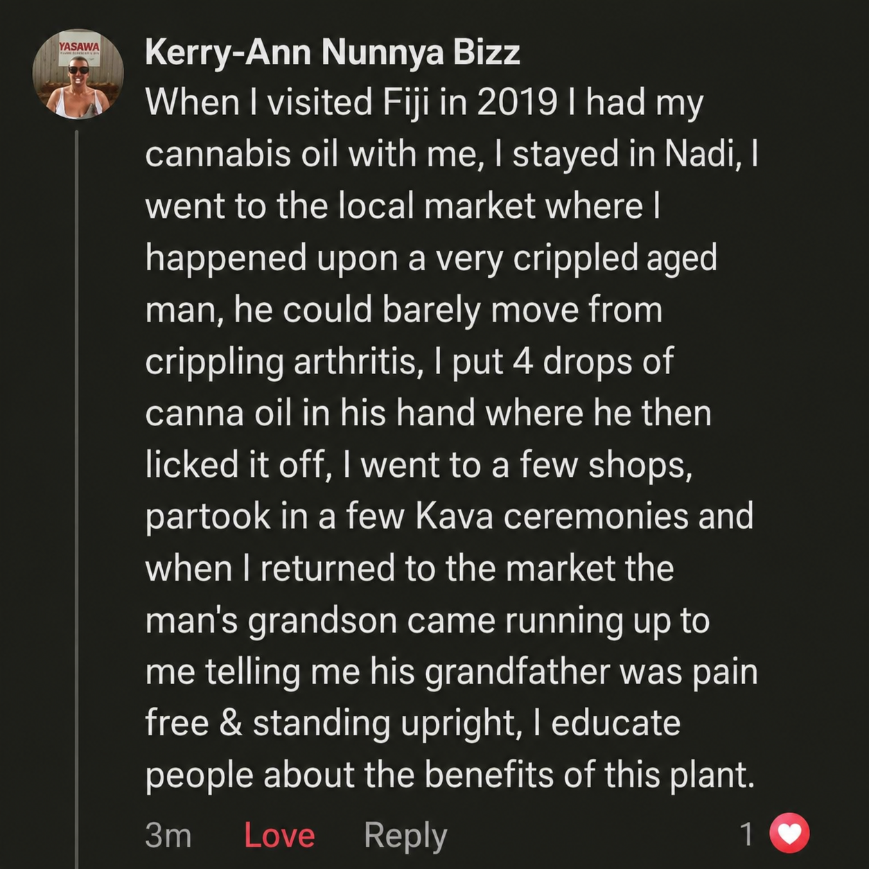 Public comment by Kerry-Ann — Visitor to Nadi, 2019