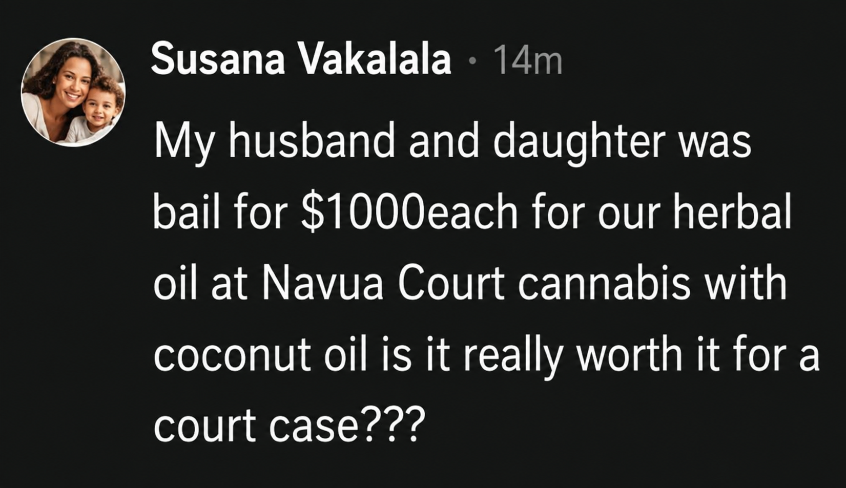Public comment by Susana Vakalala — Family charged at Navua Court